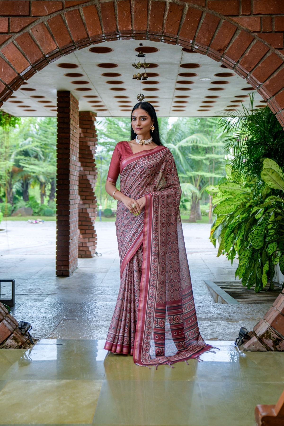 Cedar Chest Maroon Cotton Silk Saree