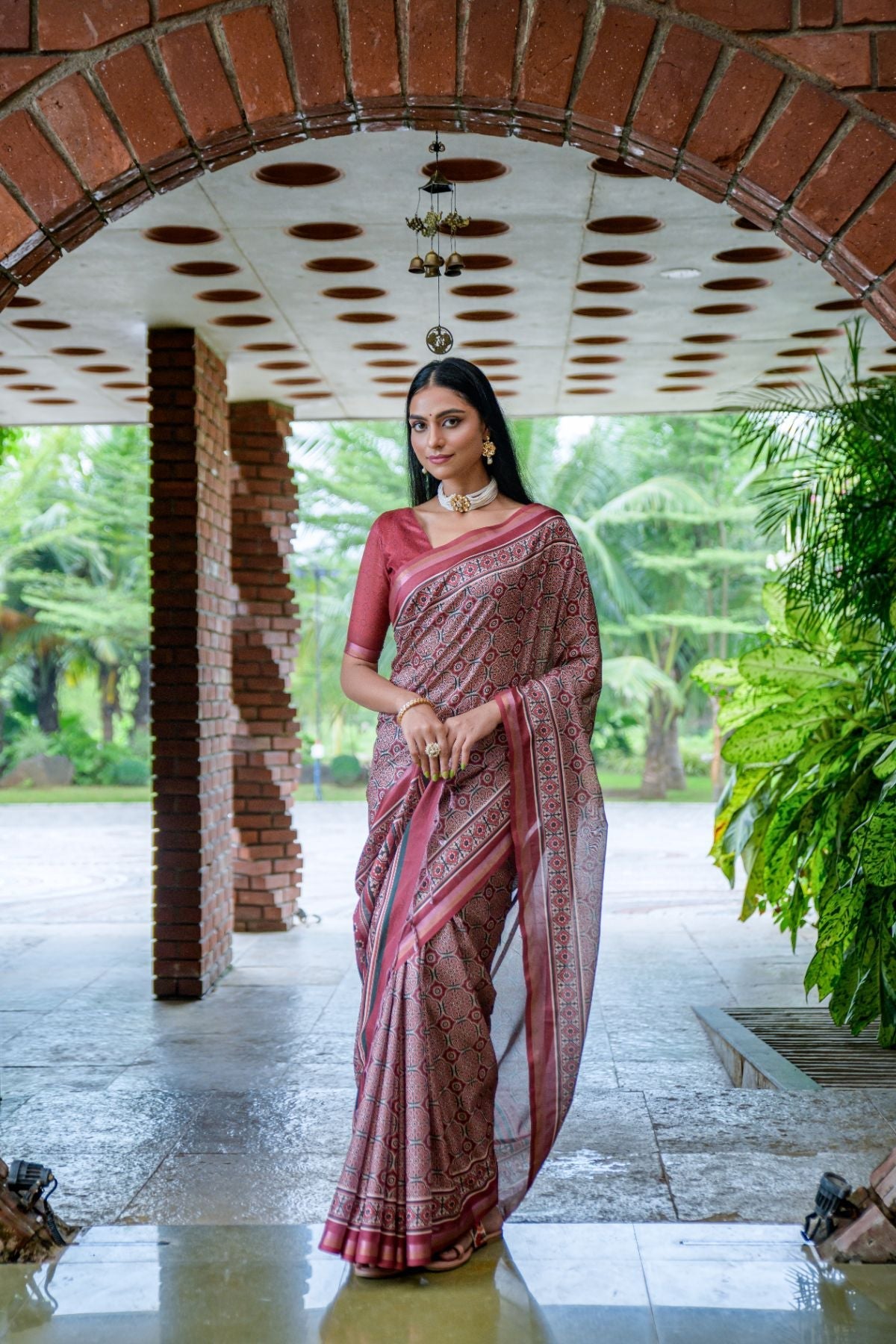 Cedar Chest Maroon Cotton Silk Saree