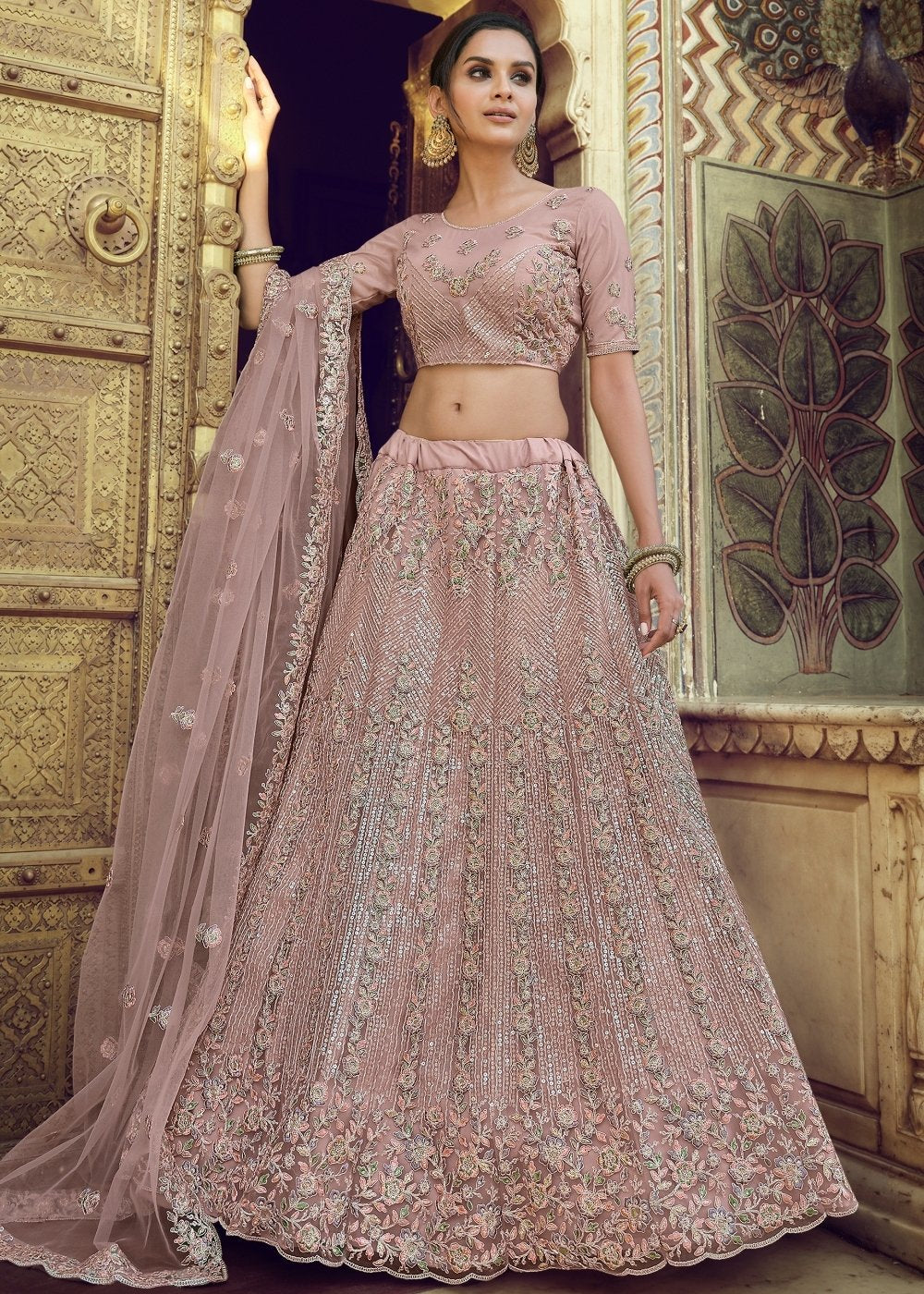 Burnished Purple Soft Net Designer Lehenga Choli