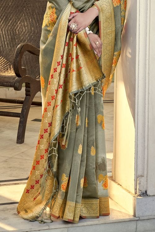 Granite Grey Organza Saree