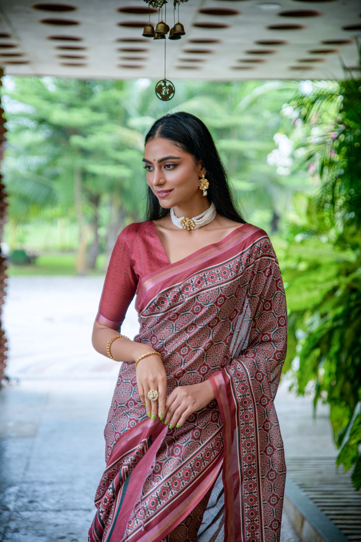 Cedar Chest Maroon Cotton Silk Saree