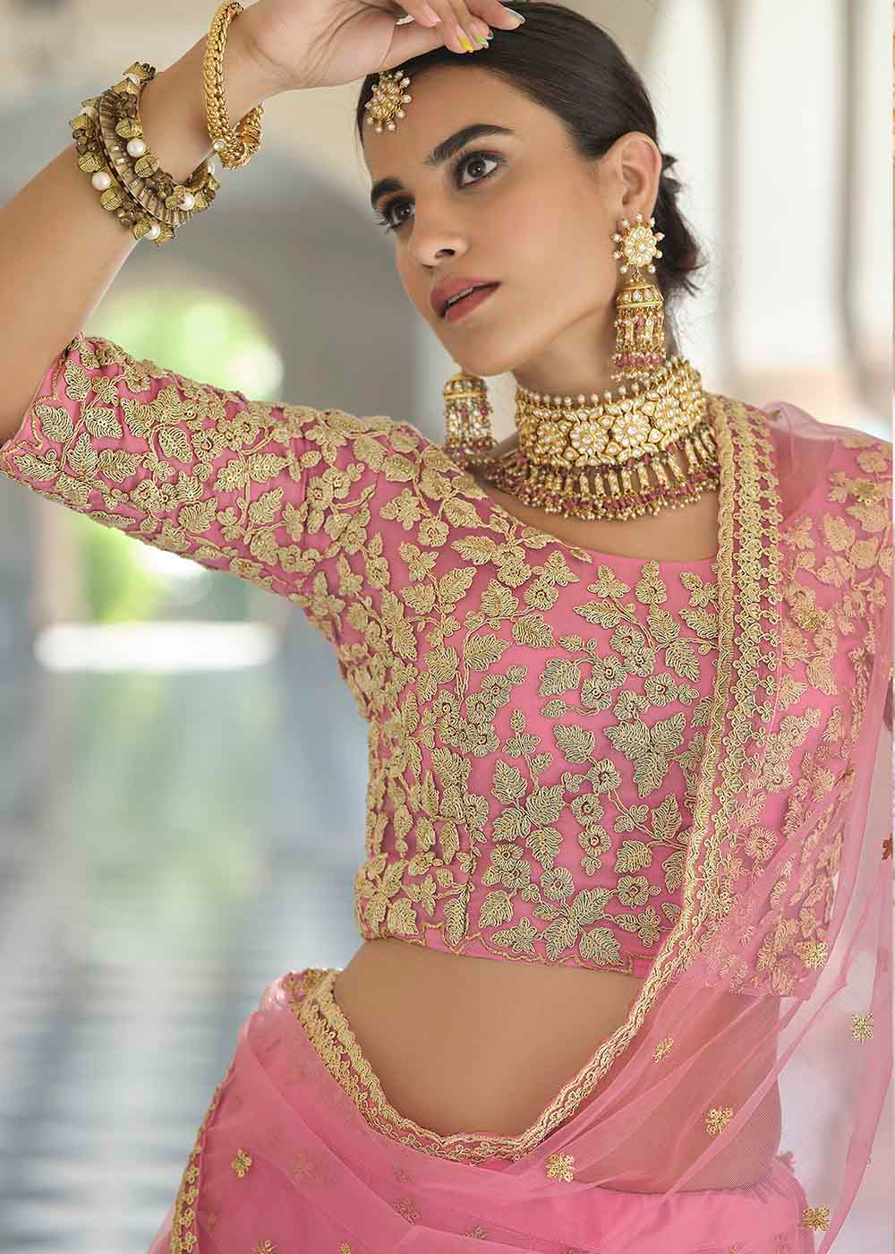 Charm Pink Soft Net Designer Lehenga Choli With Dori & Sequins Work