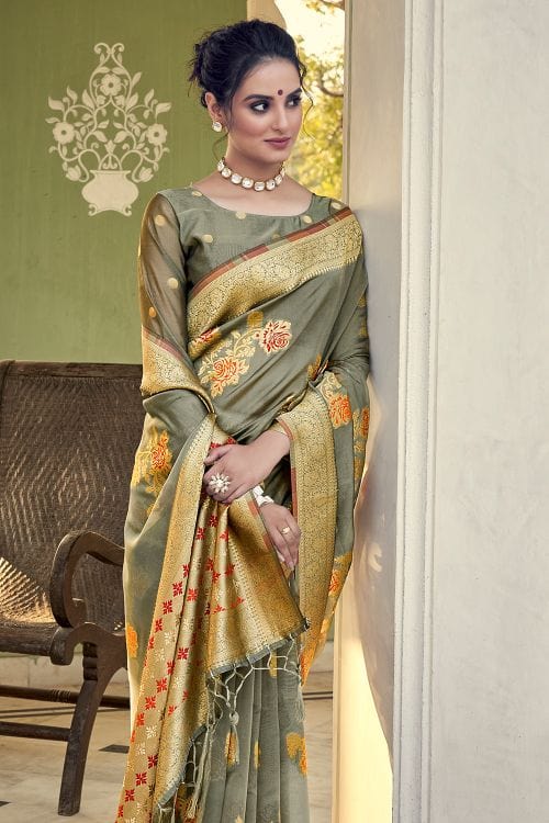 Granite Grey Organza Saree