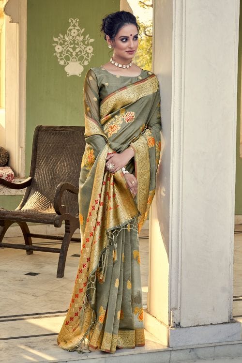 Granite Grey Organza Saree