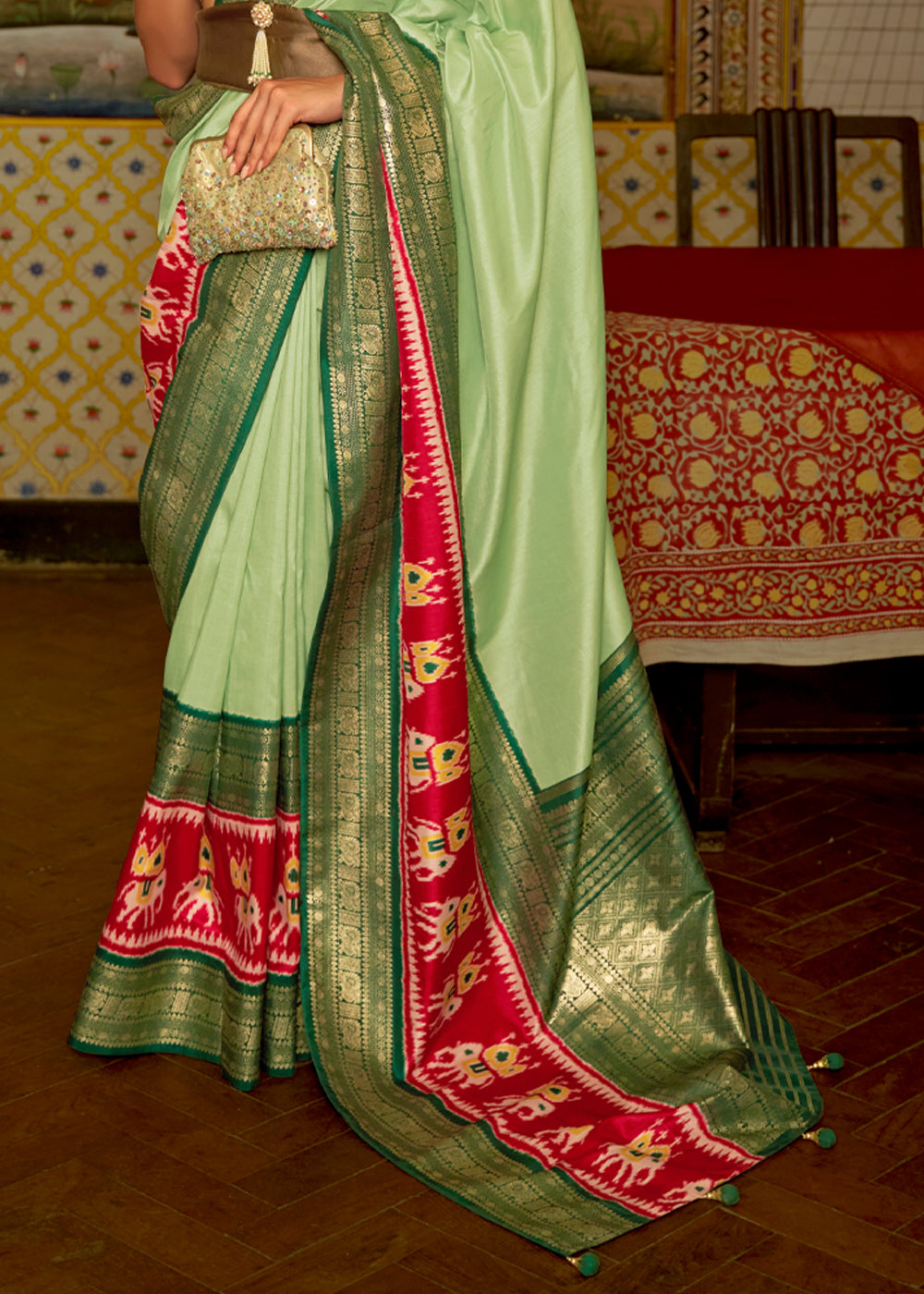 Pine Glade Green Banarasi Patola Saree