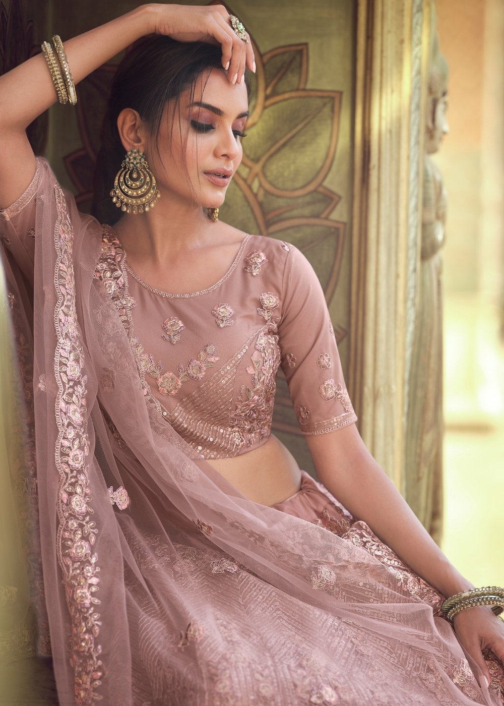 Burnished Purple Soft Net Designer Lehenga Choli