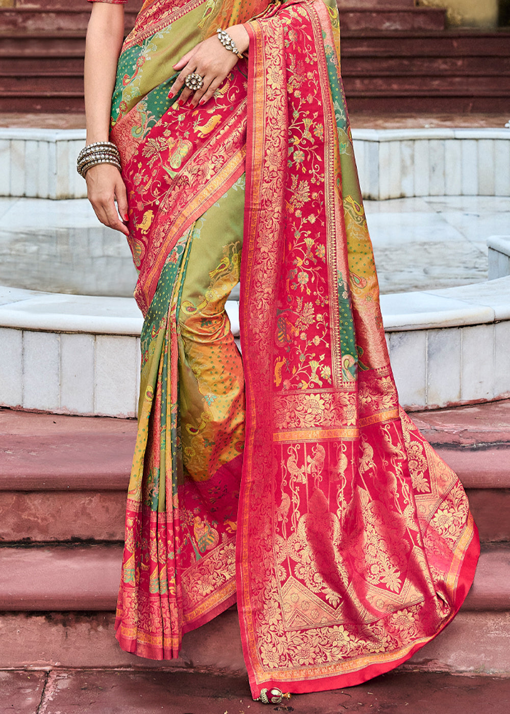 Calico Green Designer Banarasi Saree