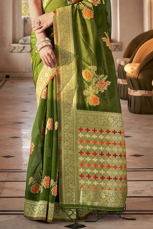 Crete Green Organza Saree