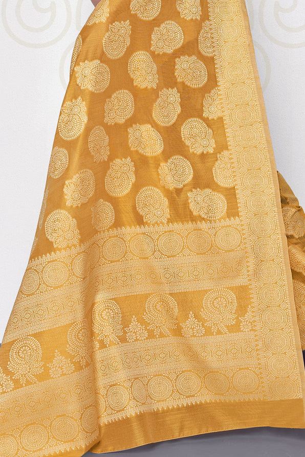 Roy Yellow Cotton Saree