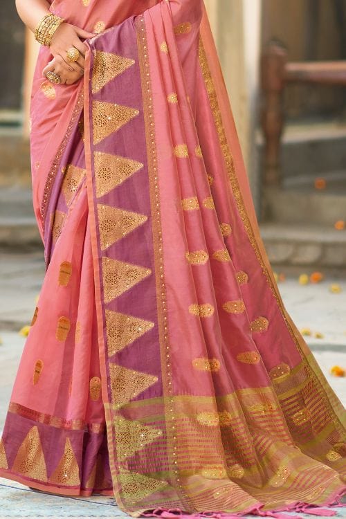 Cornflower Lilac Pink Organza Saree