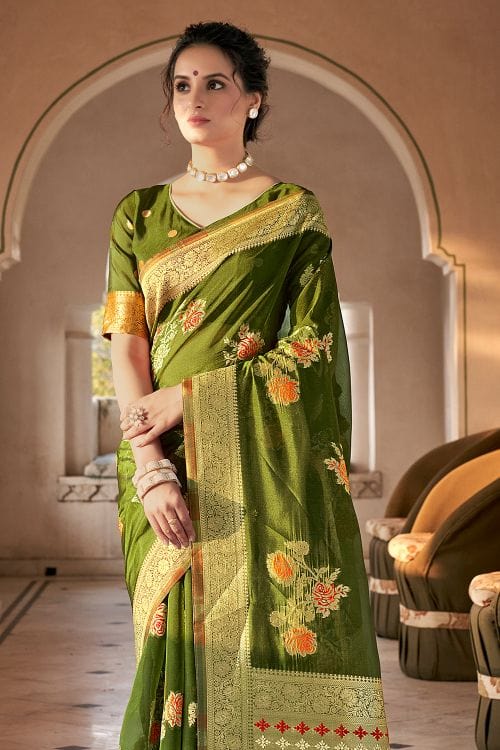 Crete Green Organza Saree