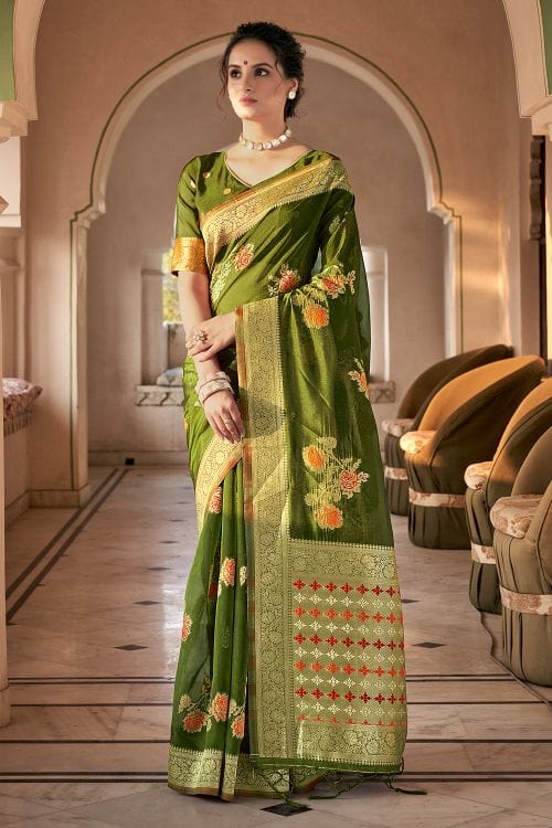 Crete Green Organza Saree