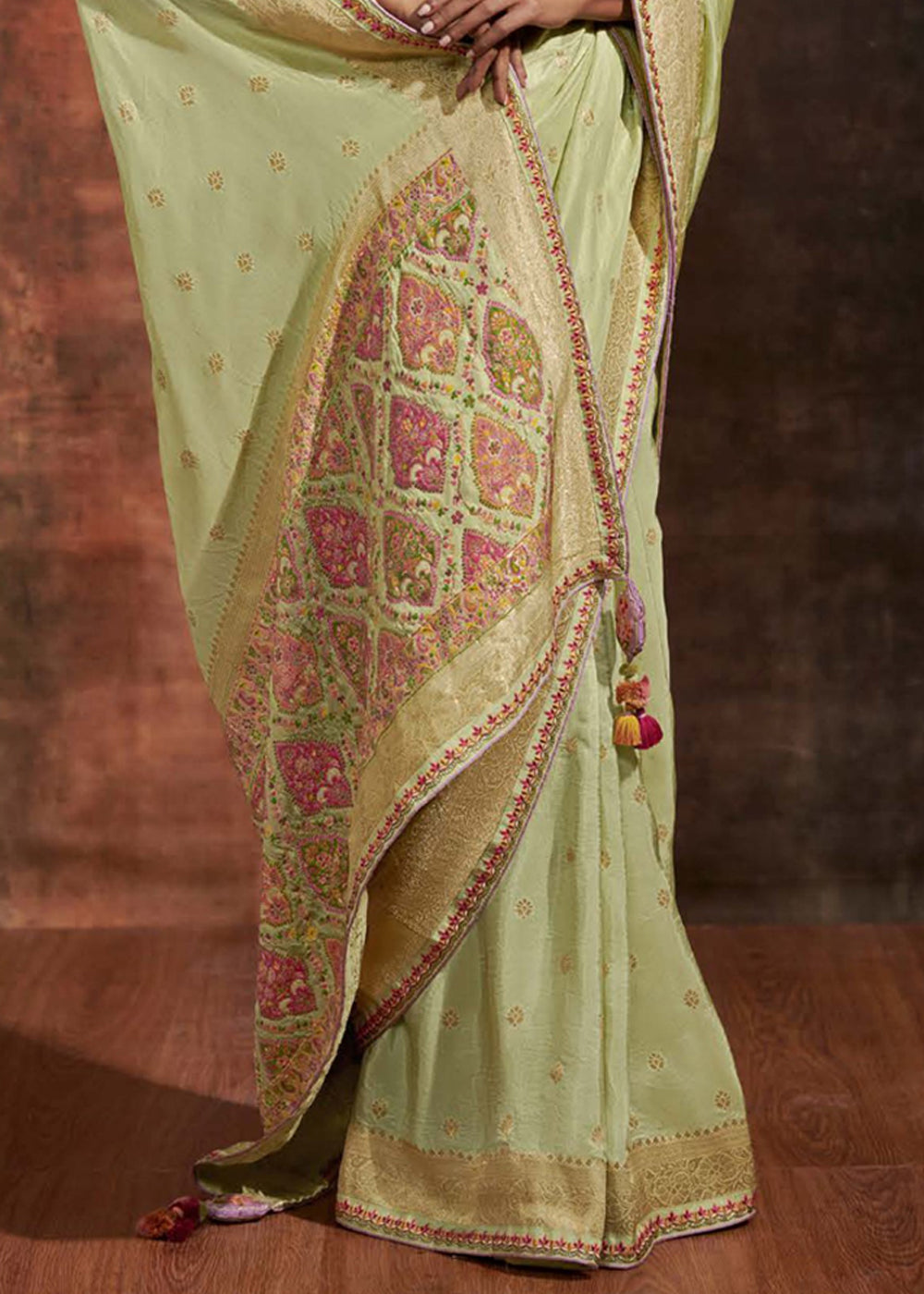 Tidal Green Woven Banarasi Soft Silk Saree