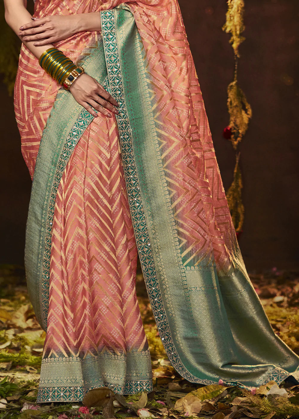 Contessa Pink Woven Georgette Designer Saree with Embroidered Blouse