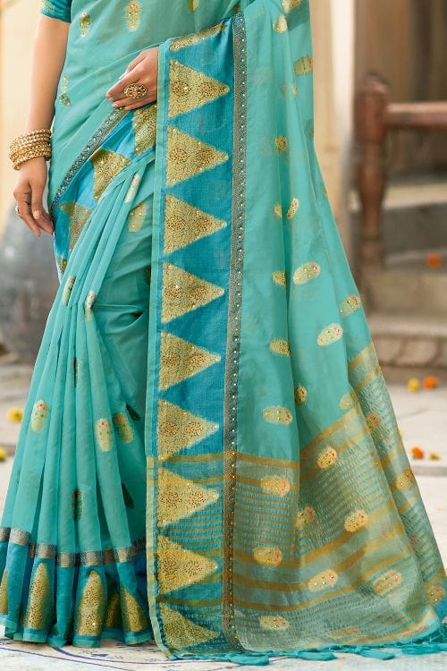 Morning Blue Organza Saree