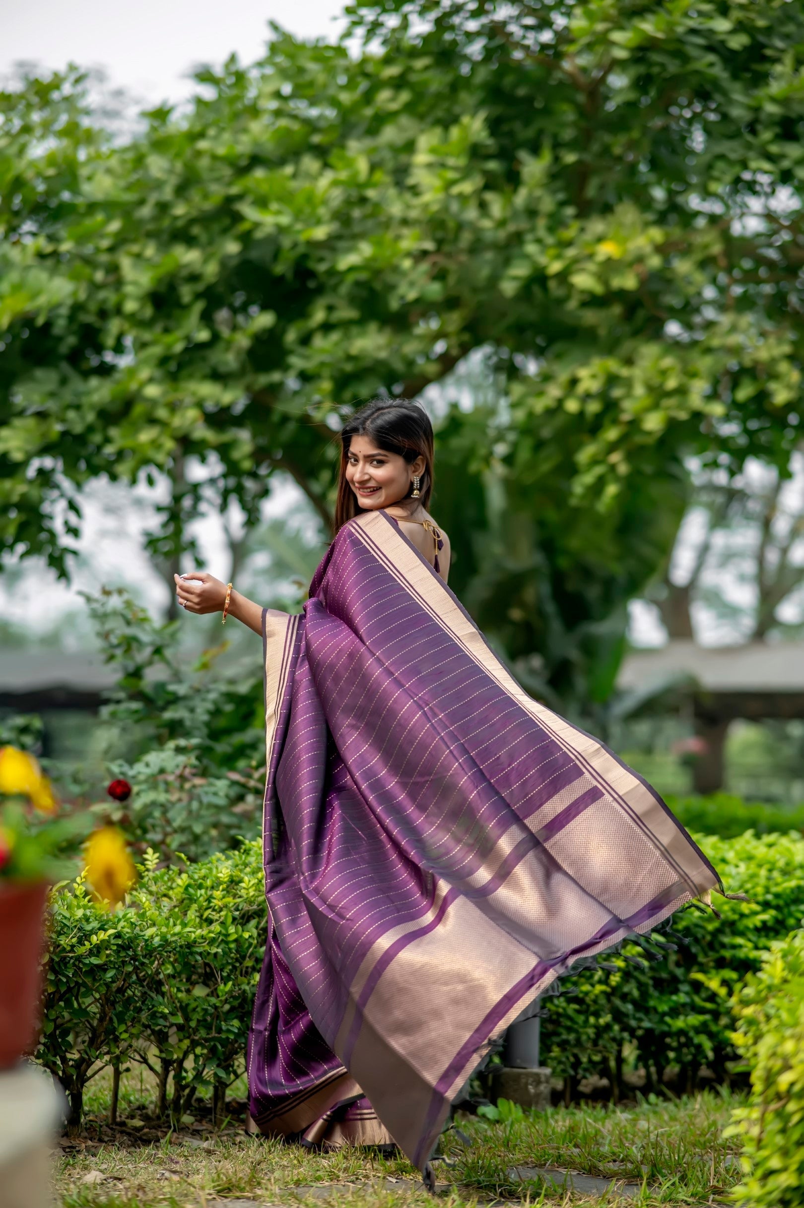 Toledo Purple Woven Raw Silk Saree