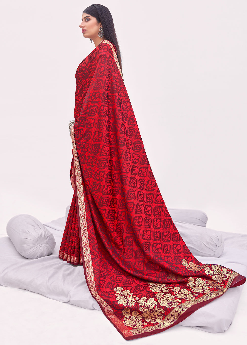 Mojo Brown Zari Woven Banarasi Satin Saree