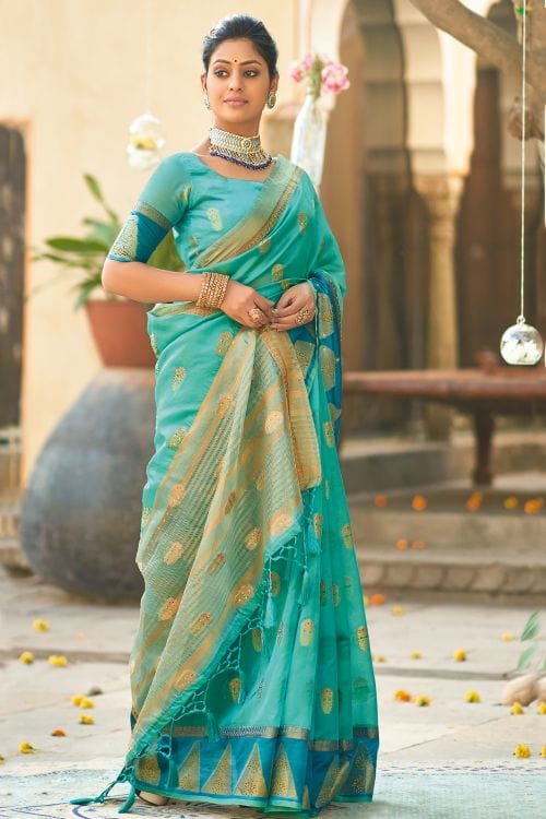 Morning Blue Organza Saree