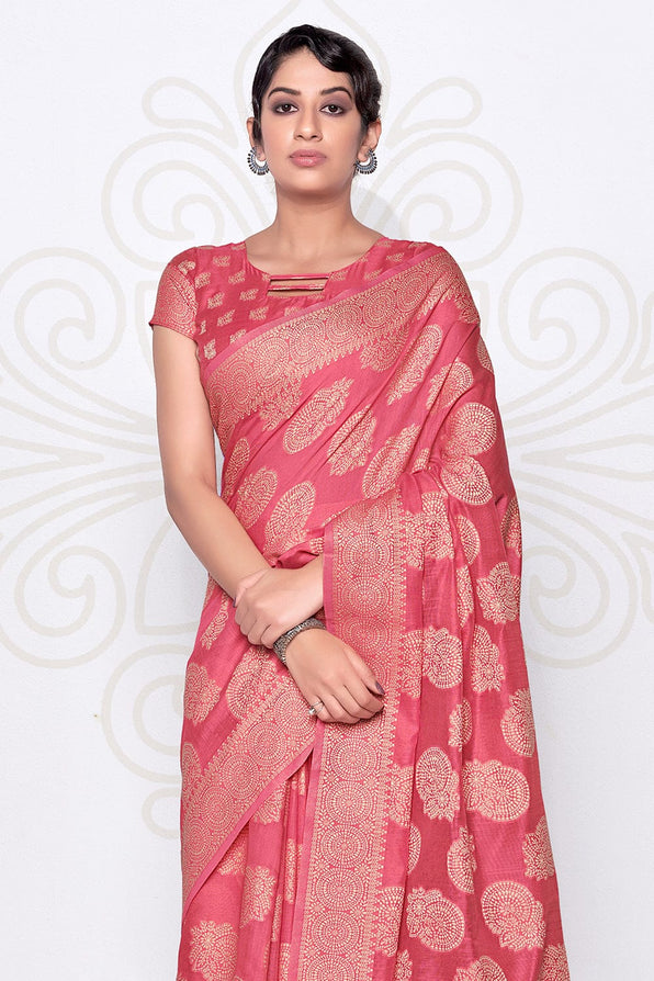 Blush Pink Cotton Saree