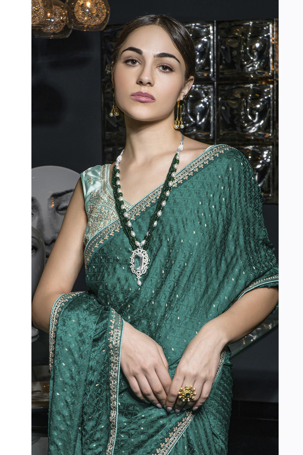 Dream Green Satin Saree