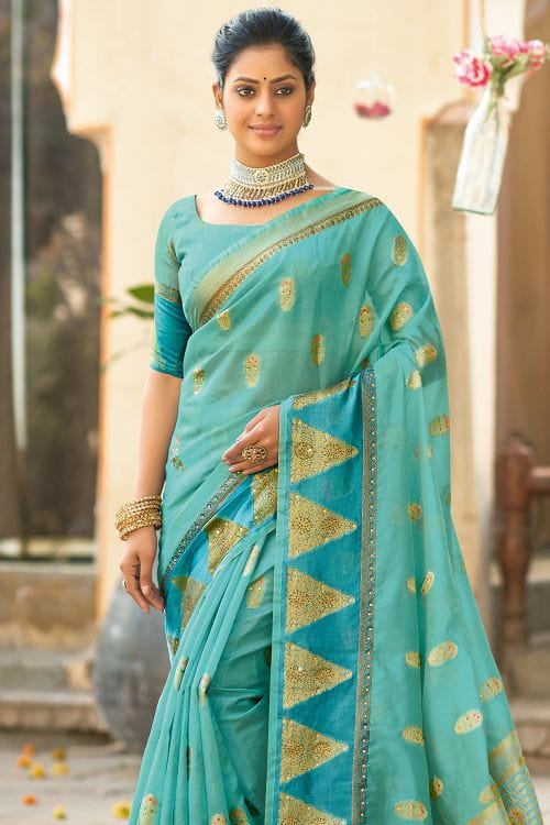 Morning Blue Organza Saree