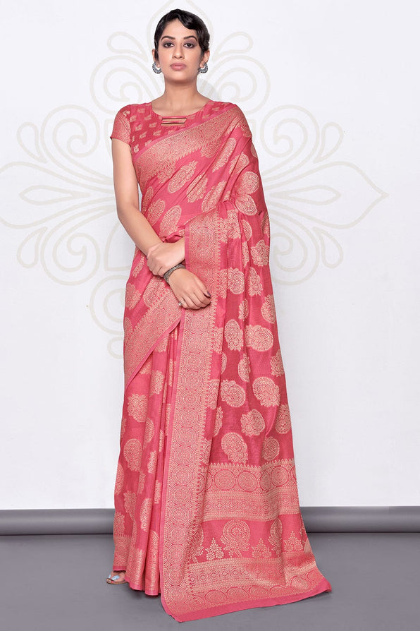 Blush Pink Cotton Saree