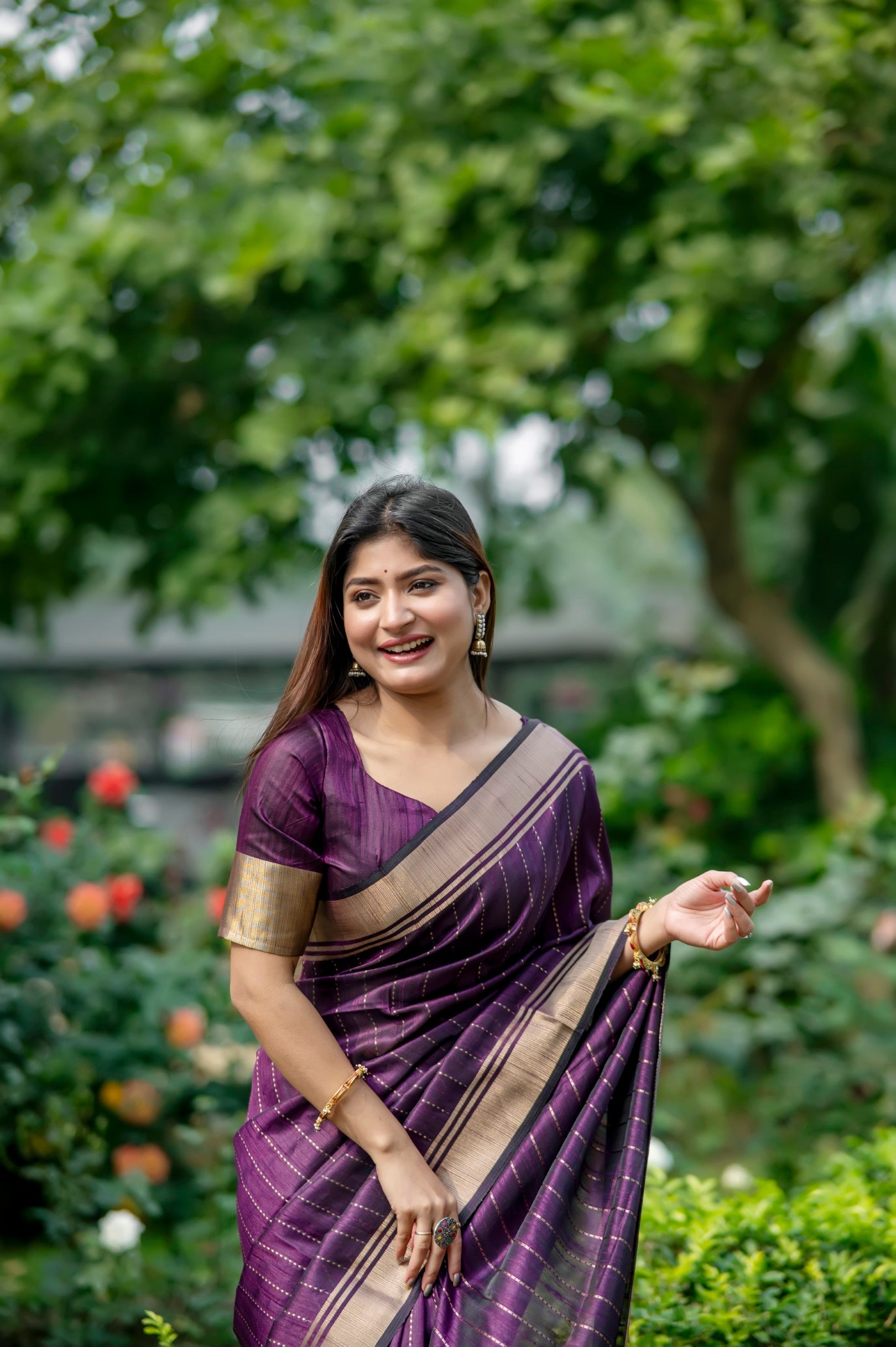 Toledo Purple Woven Raw Silk Saree