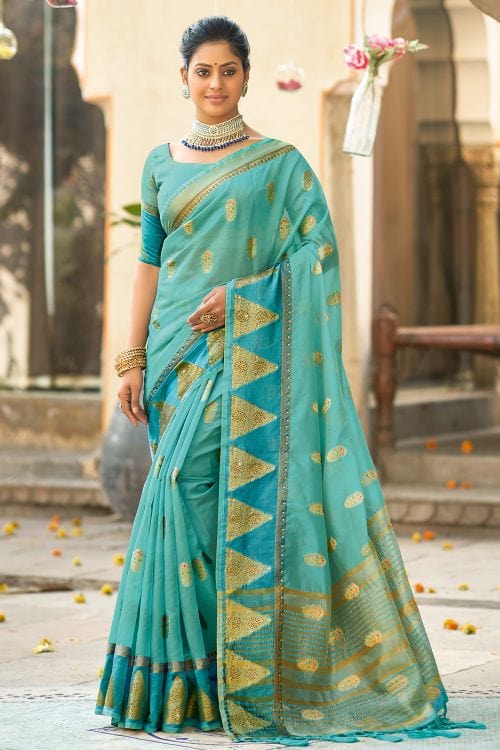 Morning Blue Organza Saree