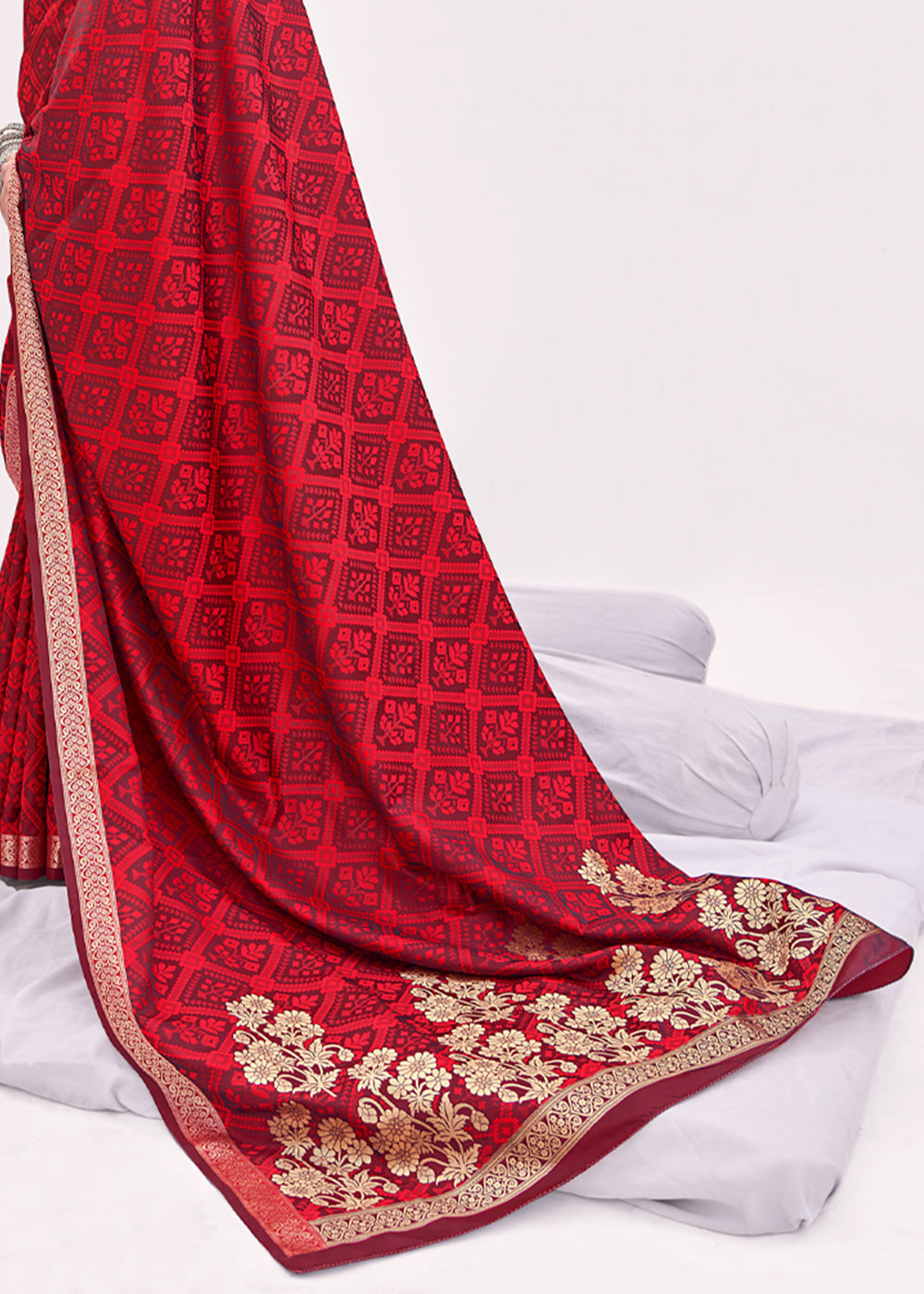 Mojo Brown Zari Woven Banarasi Satin Saree