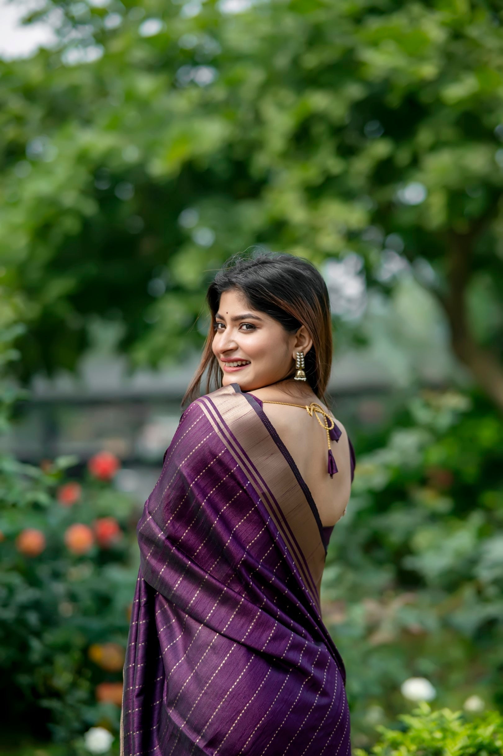 Toledo Purple Woven Raw Silk Saree