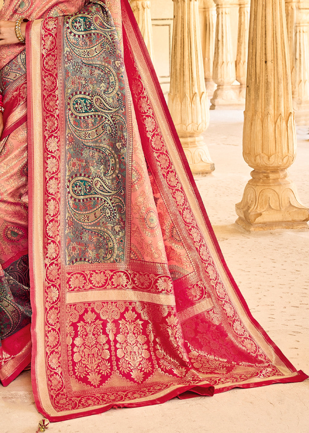 Geraldine Light Pink Designer Banarasi Saree