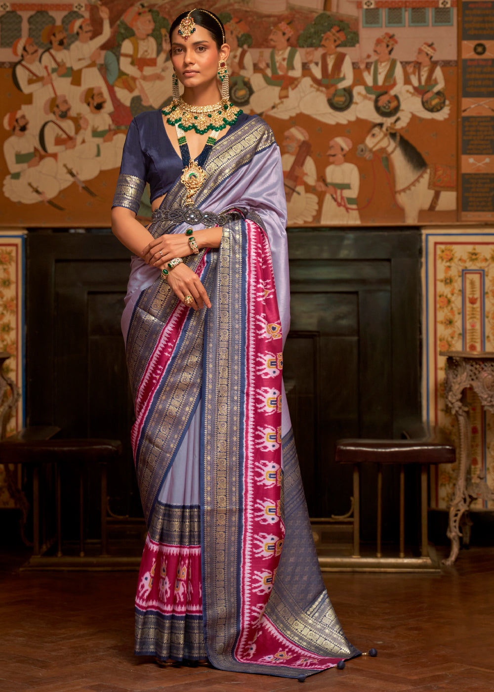 Maverick Purple and Blue Banarasi Patola Saree