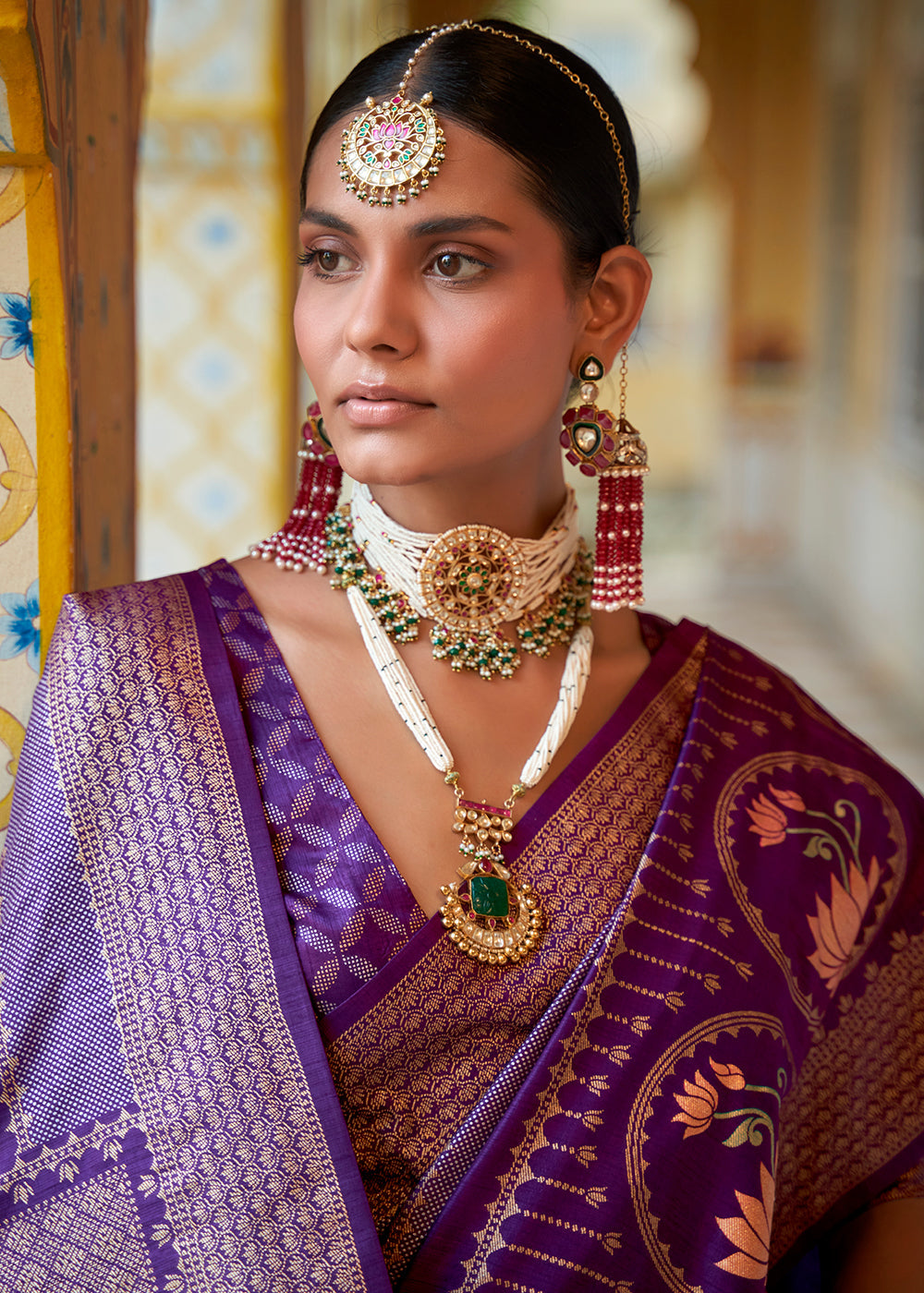 Grape Purple Zari Woven Banarasi Saree