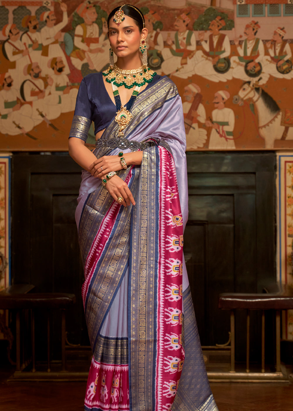 Maverick Purple and Blue Banarasi Patola Saree