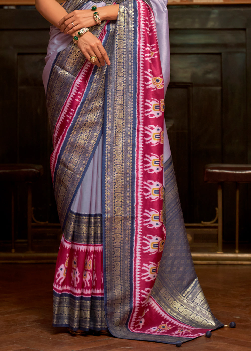 Maverick Purple and Blue Banarasi Patola Saree