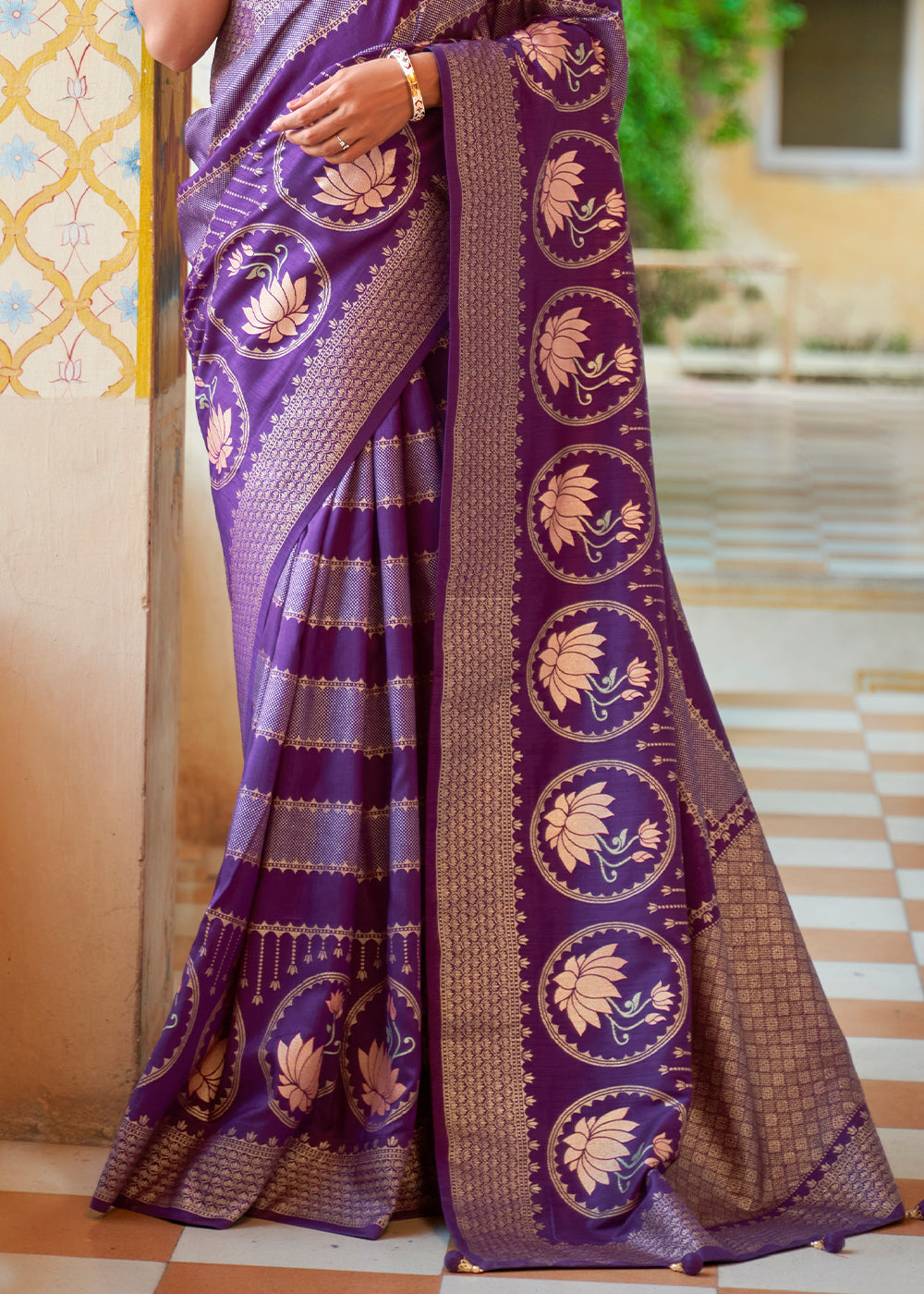 Grape Purple Zari Woven Banarasi Saree