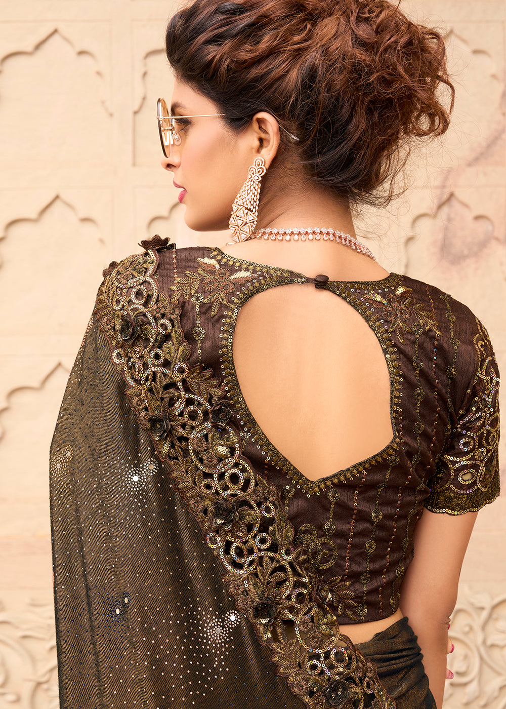 Irish Brown Designer Silk Saree