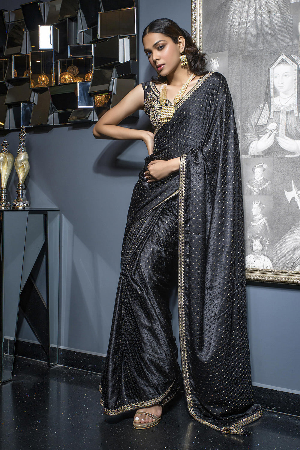 Tuna Black Satin Saree