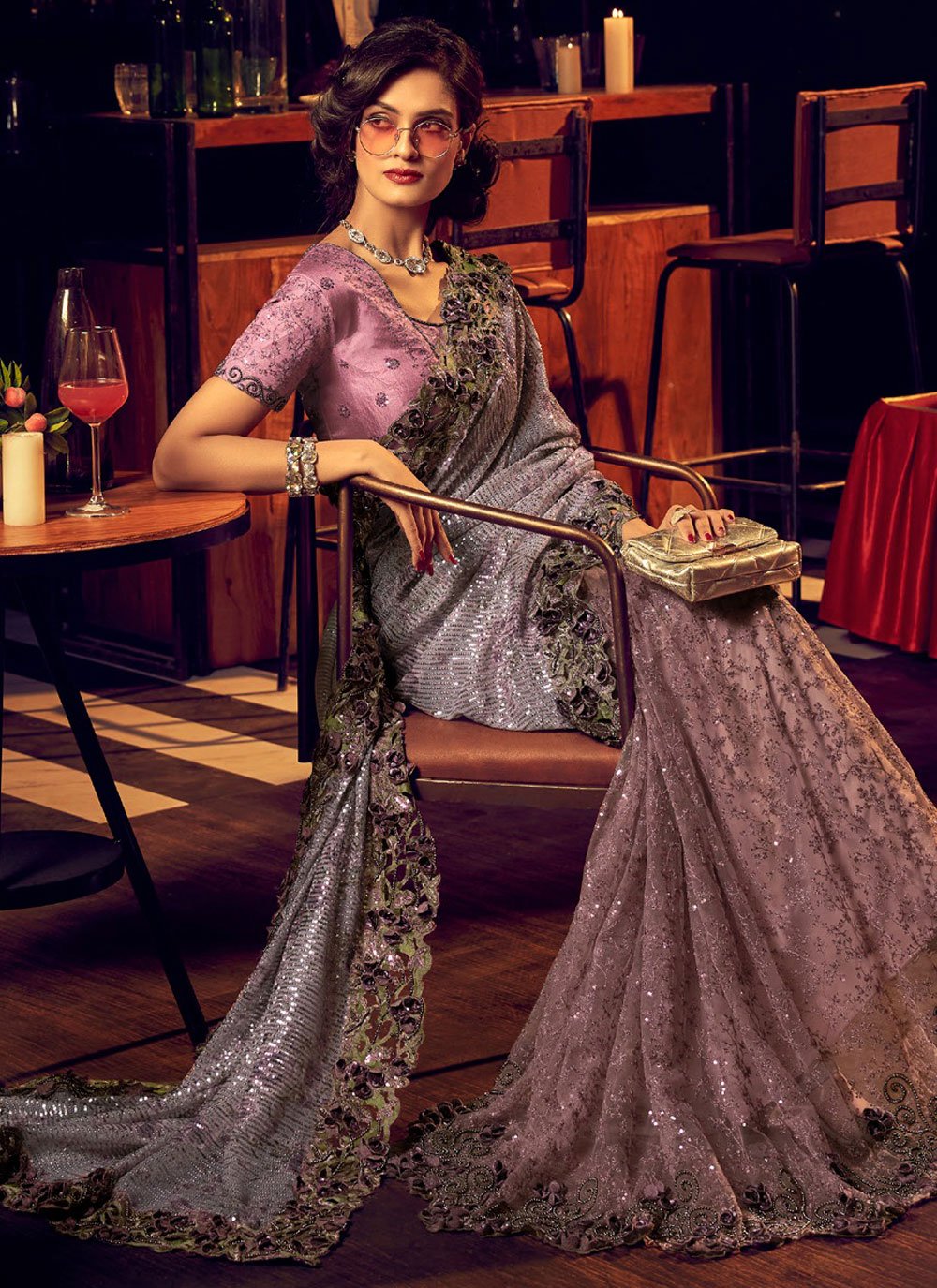 Del Rio Purple Designer Partywear Saree