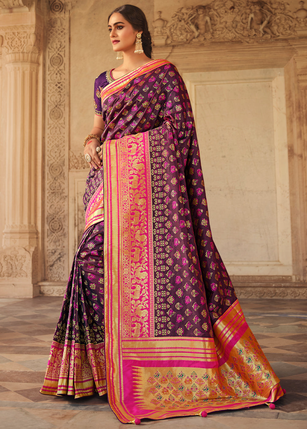 Livid Purple Zari Woven Banarasi Saree with Designer Blouse