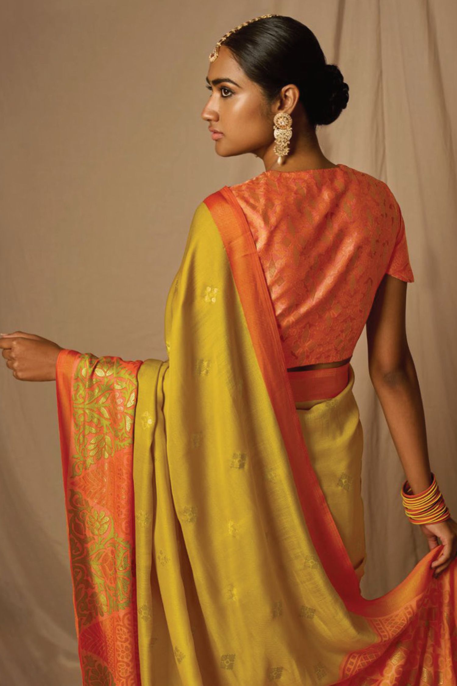 Anzac Yellow Woven Banarasi Silk Saree