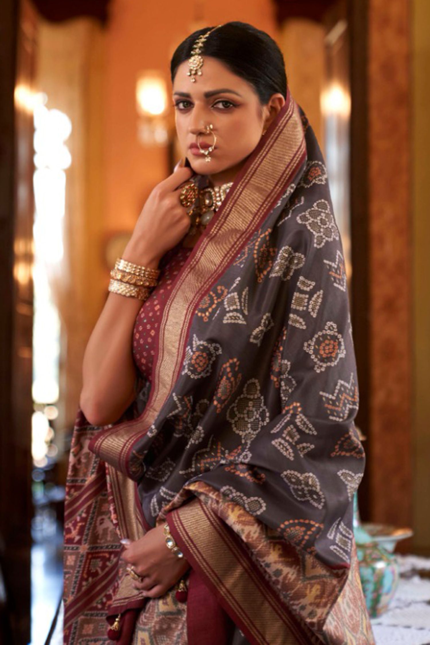 Dorado Grey Woven Patola Silk Saree