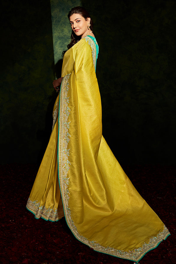 Energy Yellow and Blue South Silk Saree