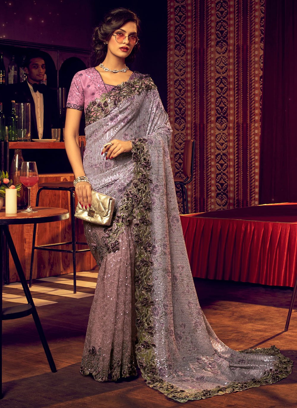 Del Rio Purple Designer Partywear Saree