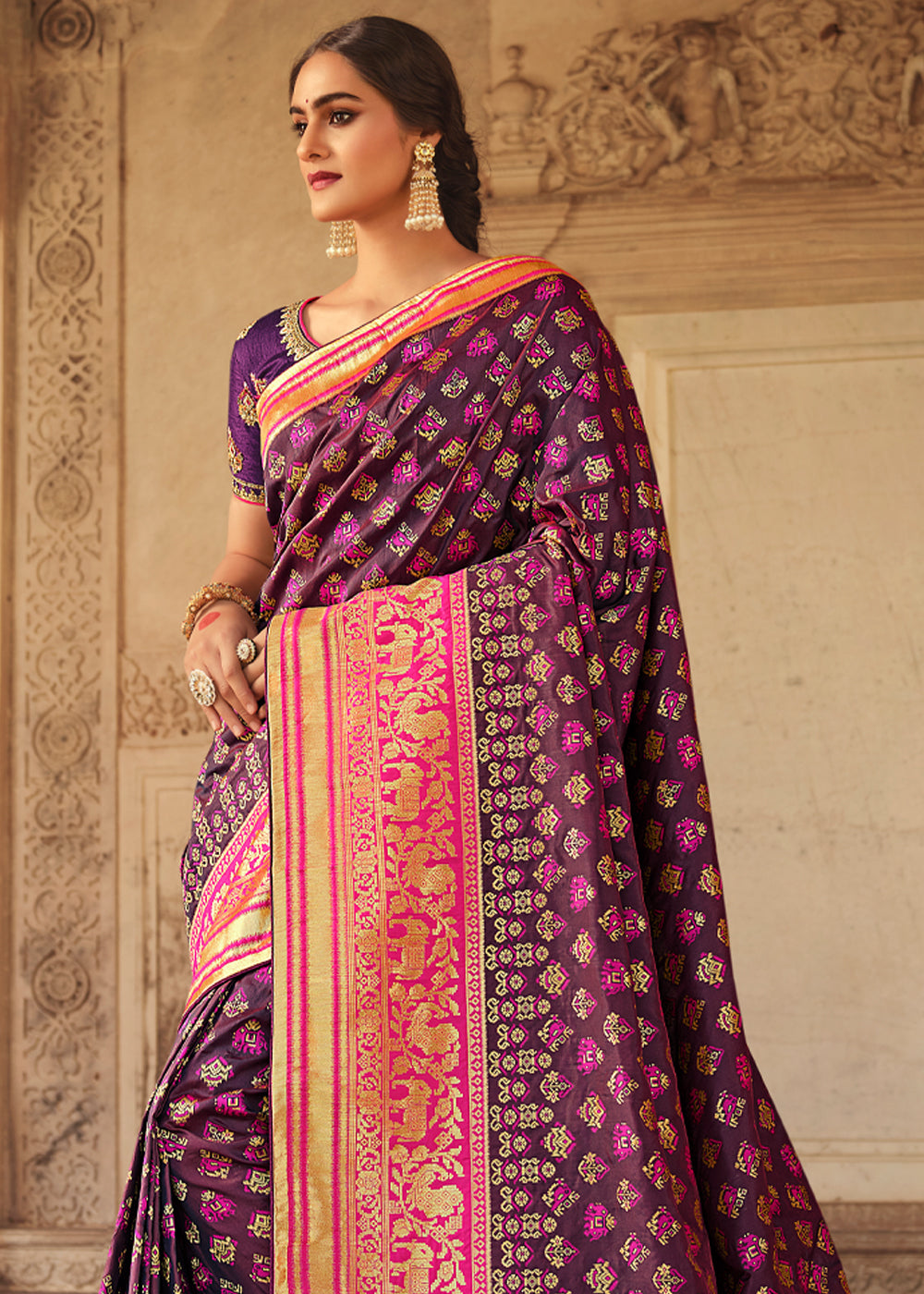 Livid Purple Zari Woven Banarasi Saree with Designer Blouse