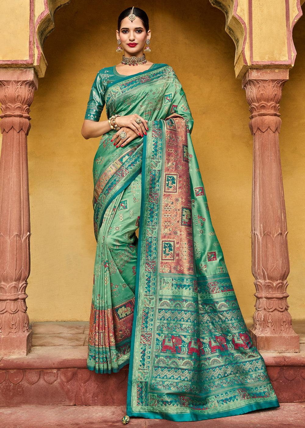 Forest Green Designer Banarasi Saree