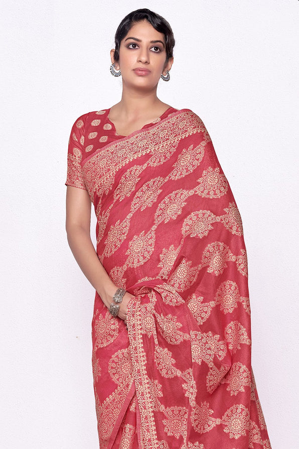 Hippie Pink Cotton Saree