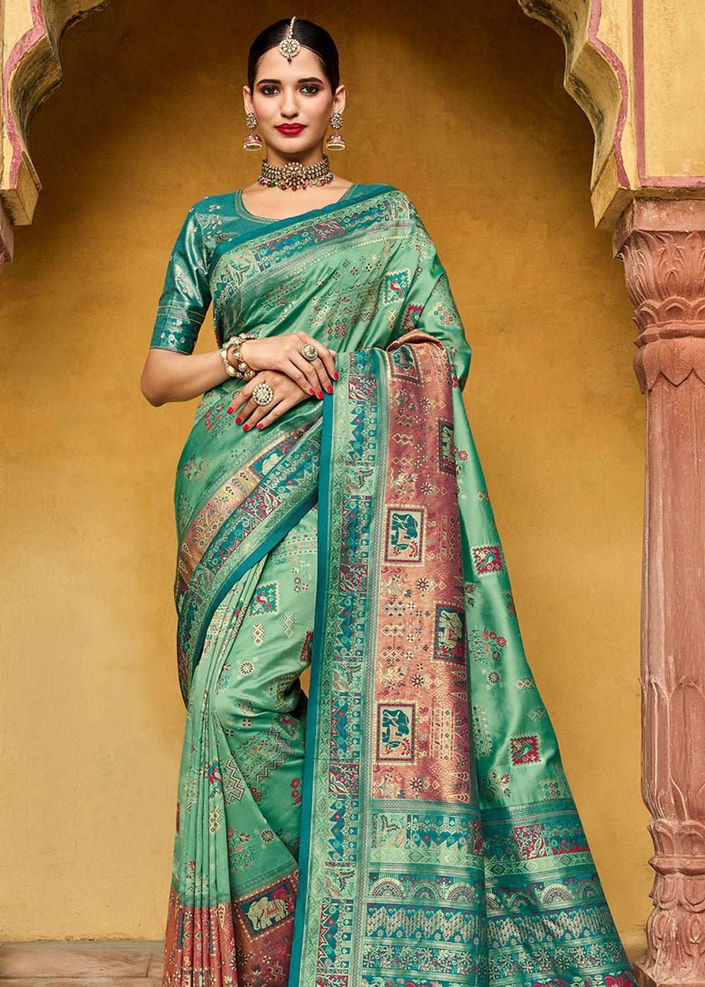 Forest Green Designer Banarasi Saree