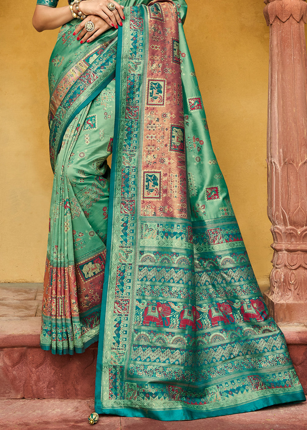 Forest Green Designer Banarasi Saree