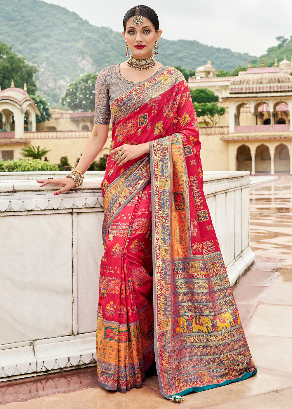 Mahogany Red Designer Banarasi Saree